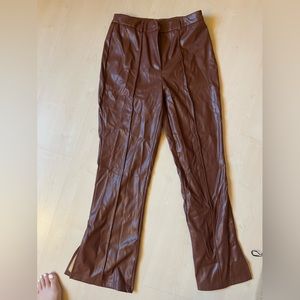 Brown Faux Leather Pants